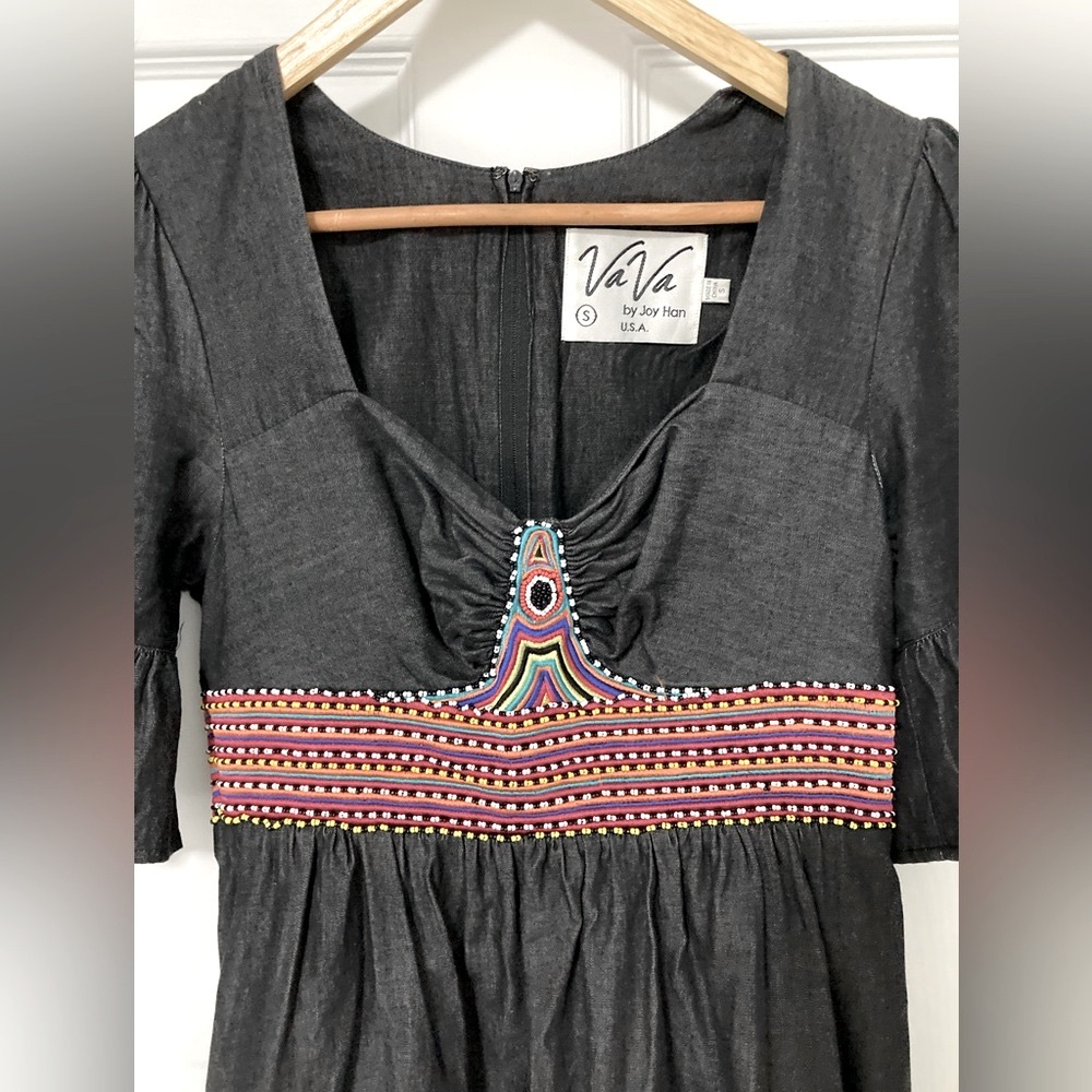 Vava by Joy Han Black Flutter Sleeve Beaded Dress- - Size Small - Picture 4 of 12